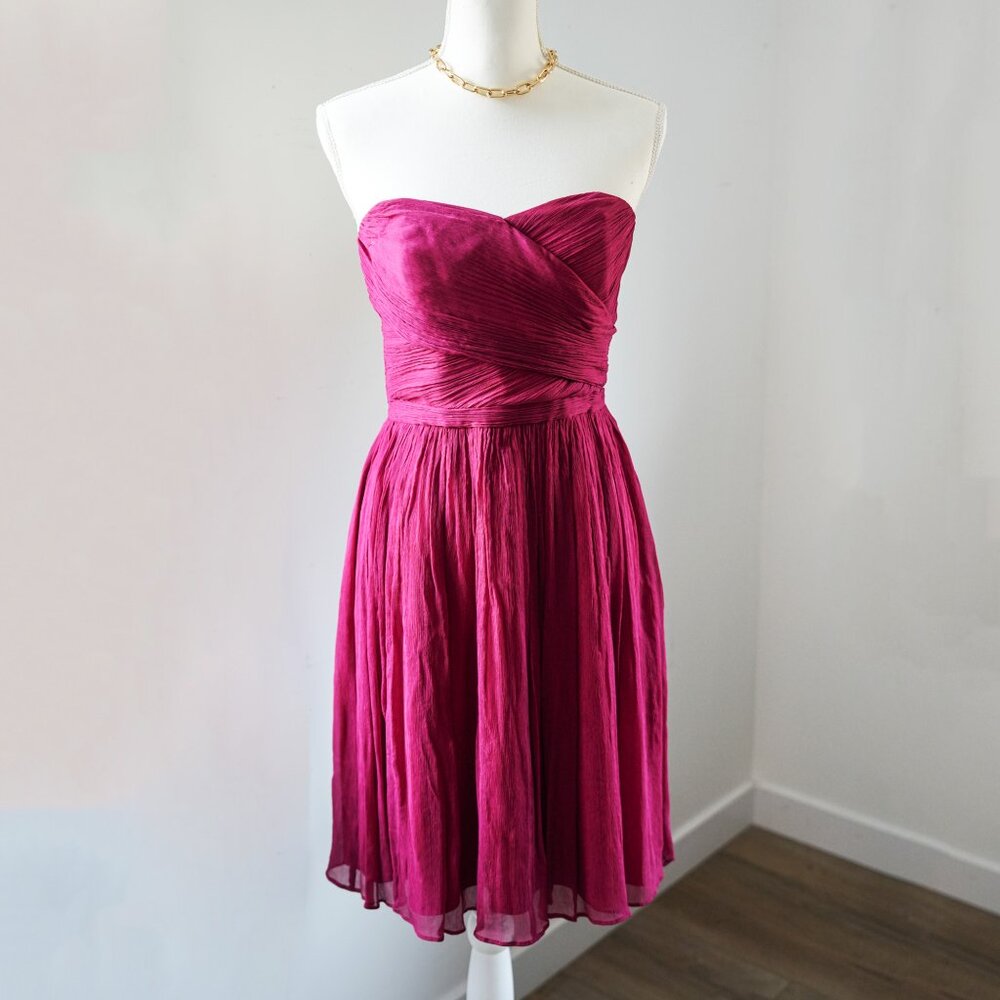 J.Crew Arabelle Dress in Silk Chiffon Size 4 Tall fuschia. Short Cocktail